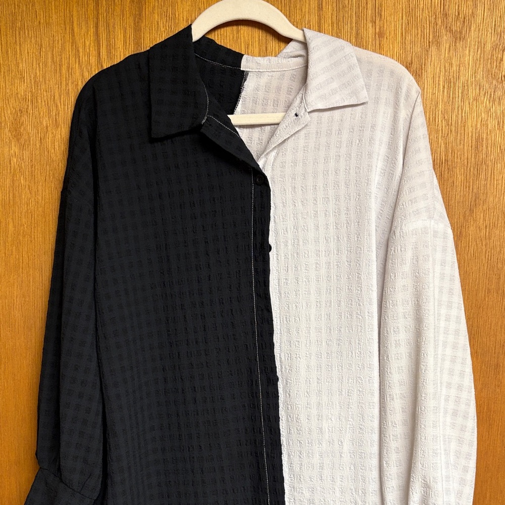 Black and White Colorblock Shirt